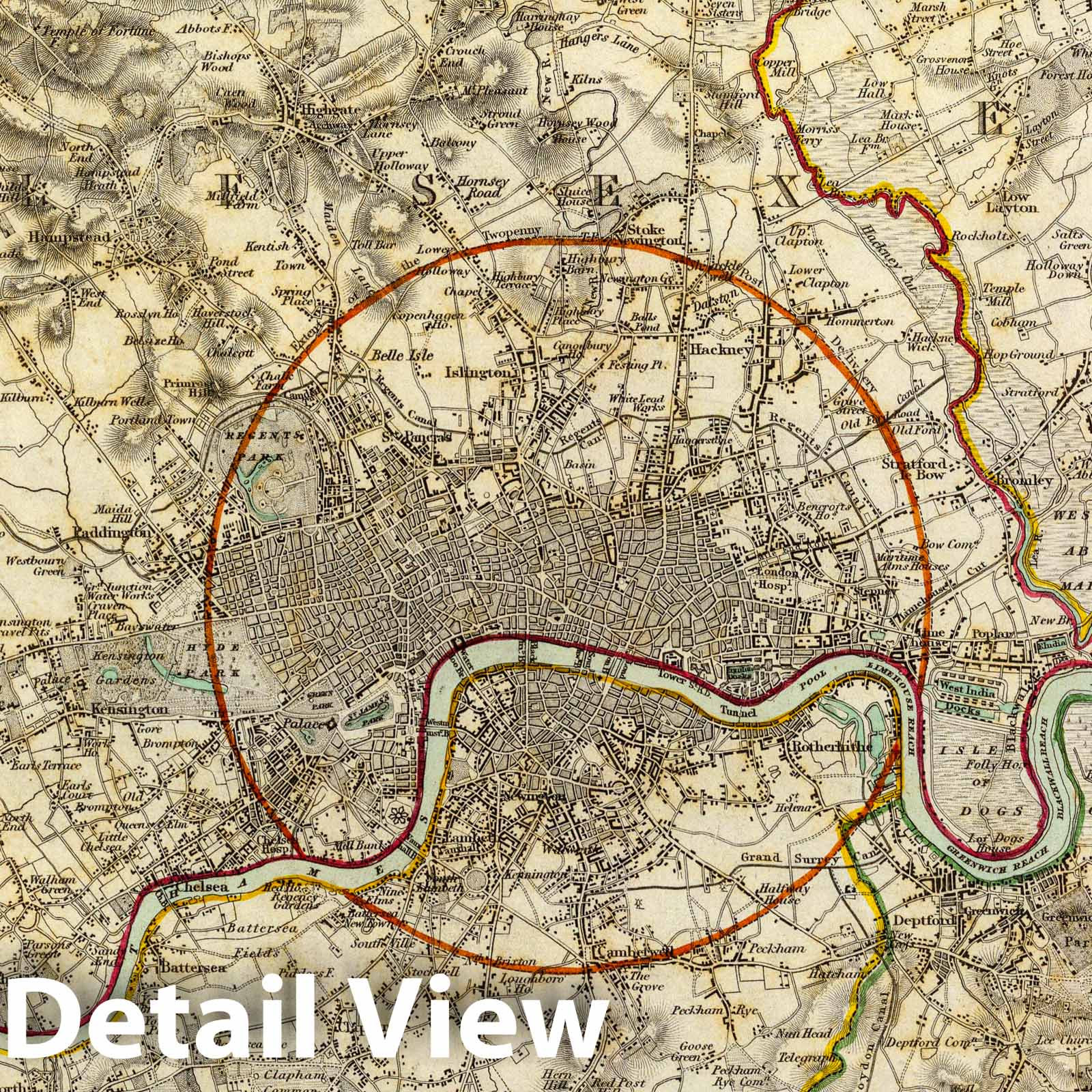 London Environs - Geologic Map, 1832 - Historical Map Print