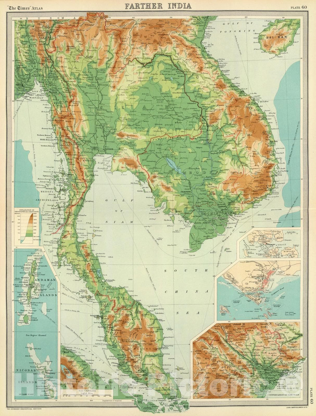 Historic Map : 1922 Farther India. - Vintage Wall Art