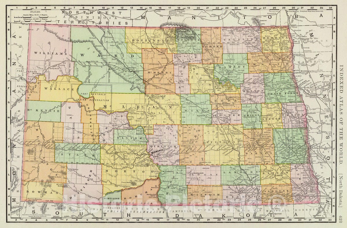North Dakota 1897 Historical Map Print