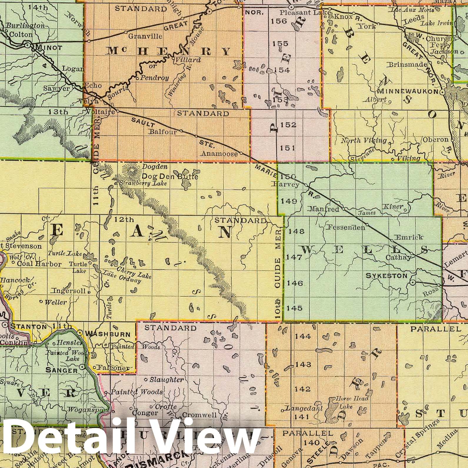 North Dakota 1897 Historical Map Print