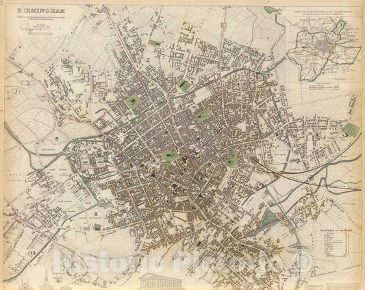 Historic Map : 1839 Birmingham : Vintage Wall Art