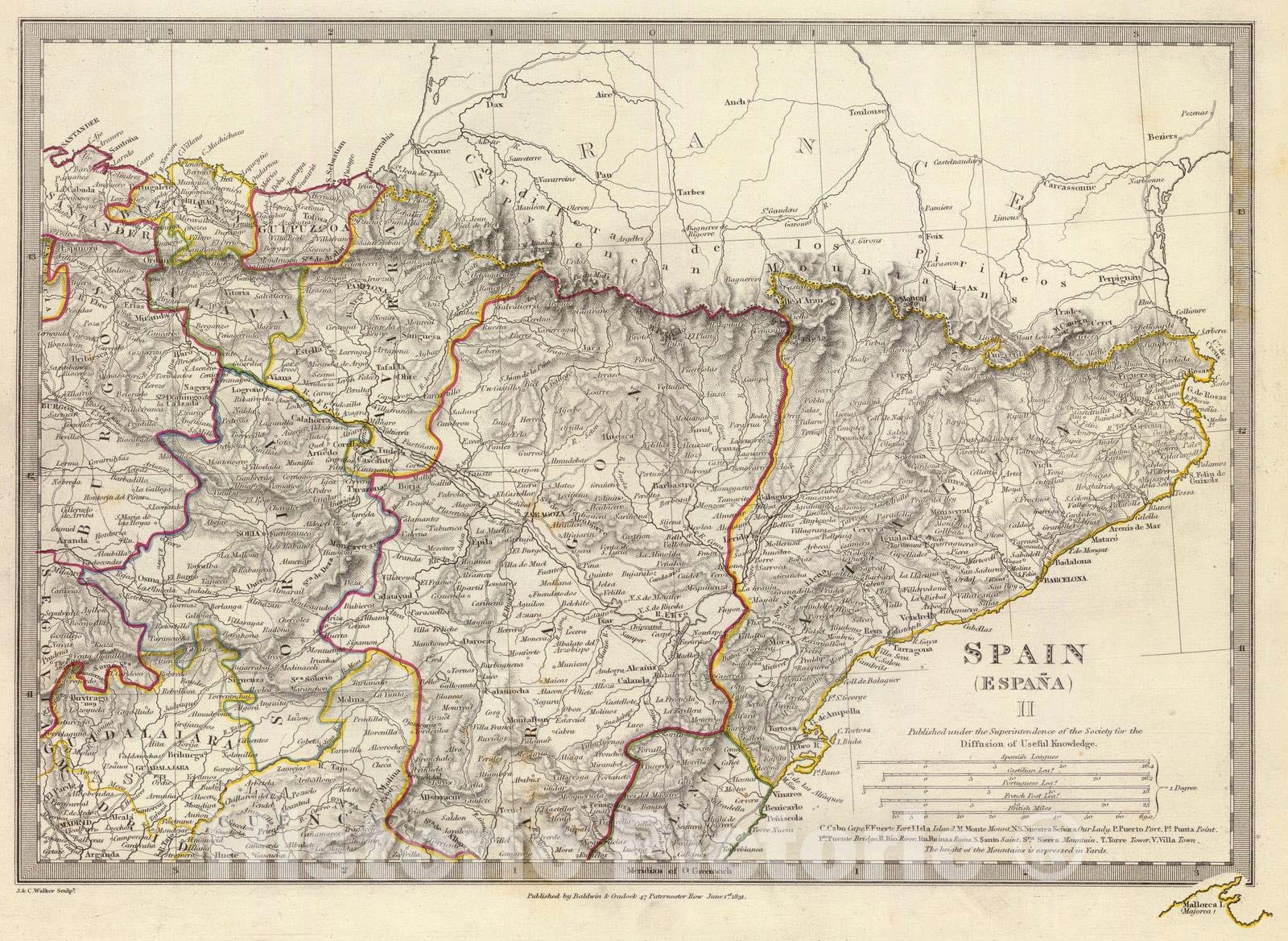 Historic Wall Map : 1831 Spain. Espana II. - Vintage Wall Art