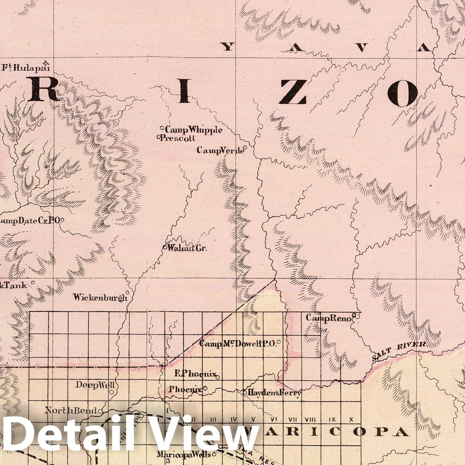 Historic Map : National Atlas - 1875 Arizona. - Vintage Wall Art