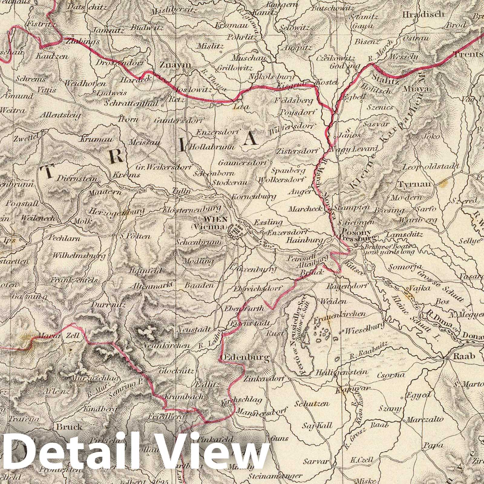 Austria, Bohemia & Hungary 1832 - Hand-Colored Historical Map Print