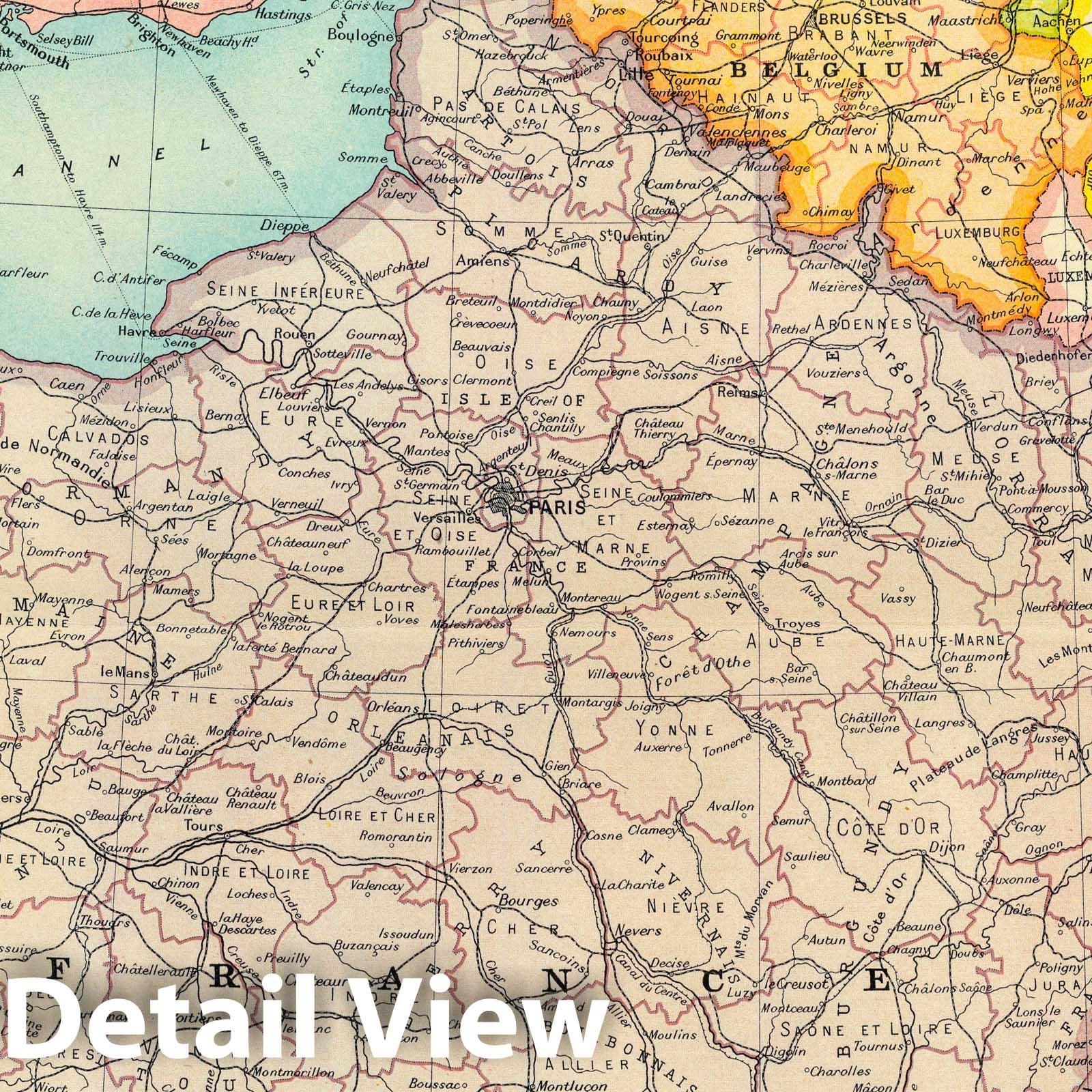 France, Belgium, and Holland - Survey Map, 1922 - Historical Map Print