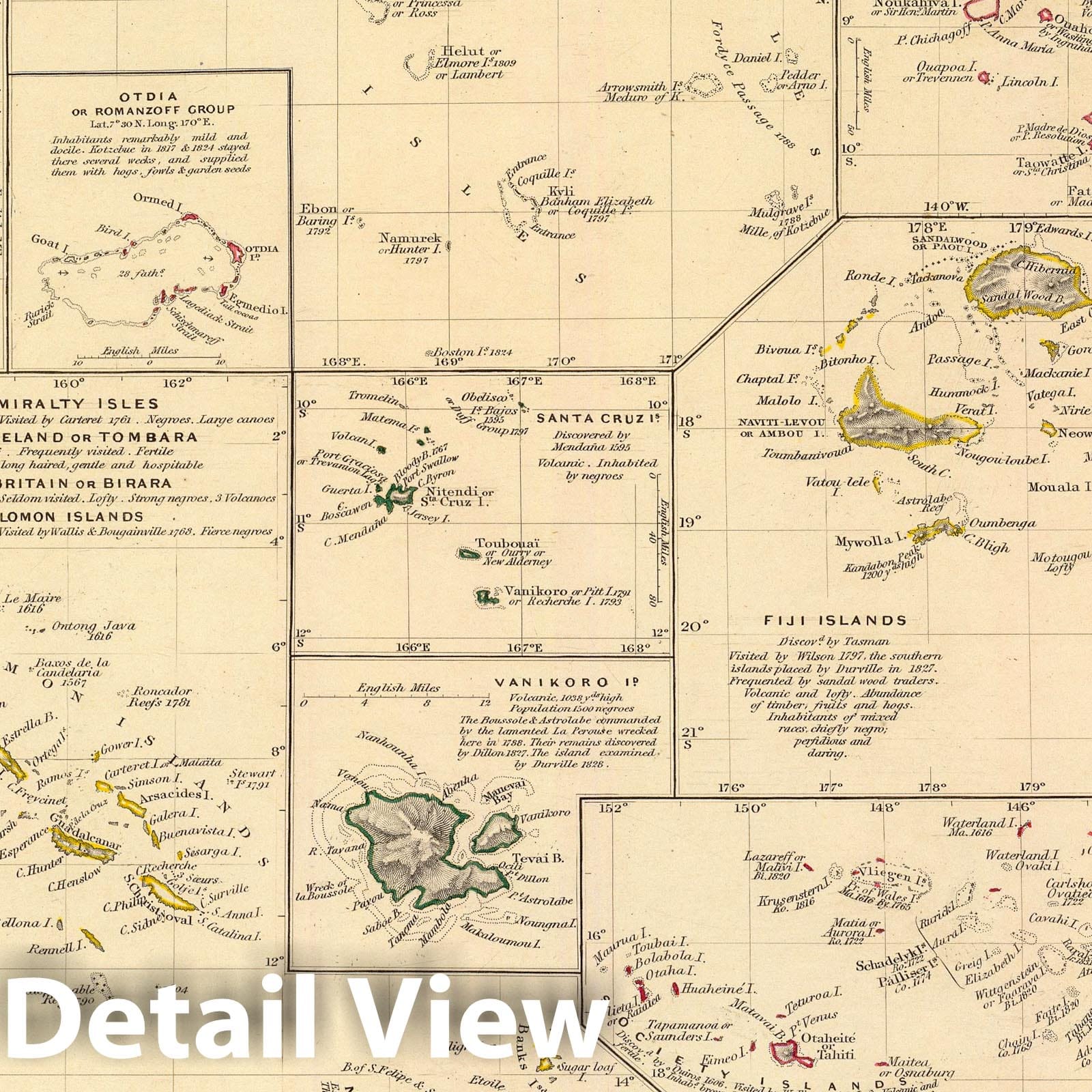 Polynesia: Pacific Islands - Geologic Map, 1840 - Historical Map Print