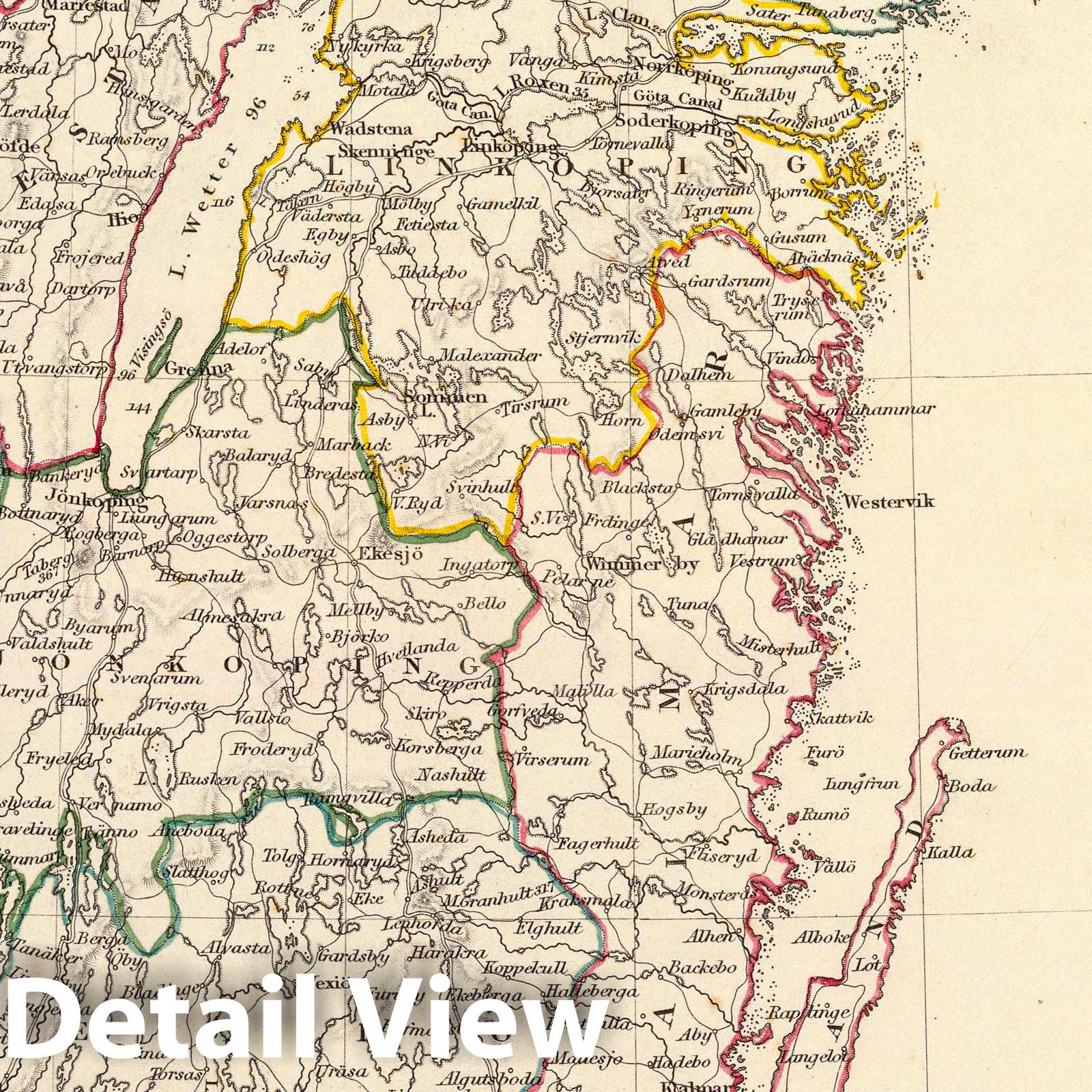 Southern Provinces of Sweden - Geologic Map, 1833 - Historical Map Print