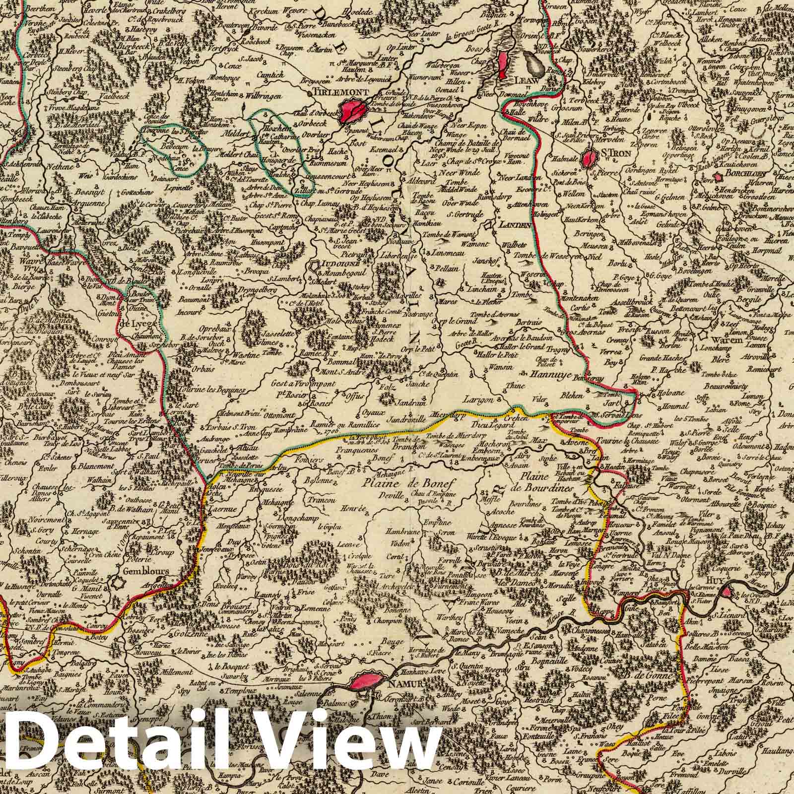 Brabant and Namur, Southern Belgium - Postal Map, 1752