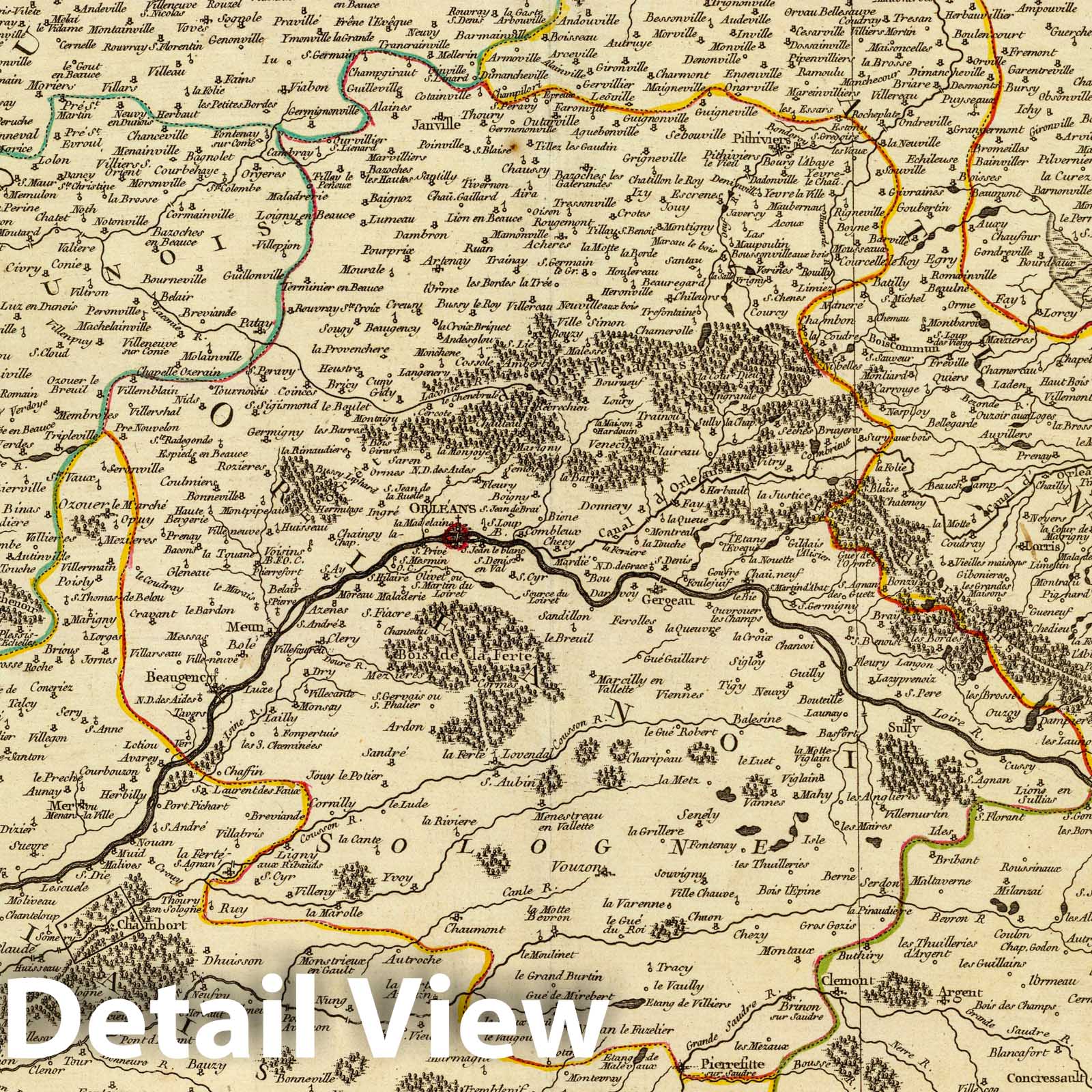 Orleanois Region, France - Postal Map, 1753
