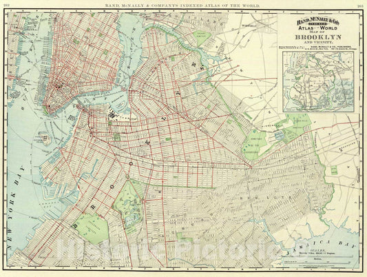 Historic Map : 1897 Brooklyn & vicinity. - Vintage Wall Art