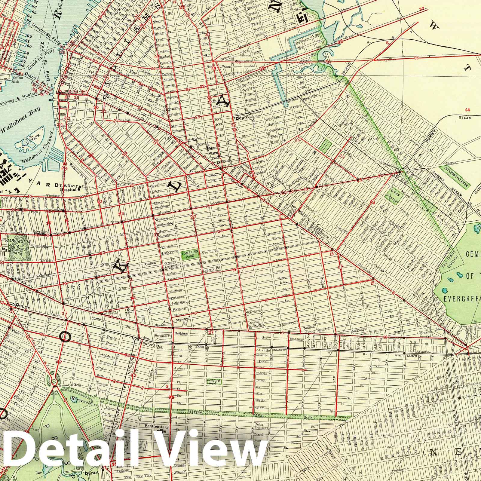 Historic Map : 1897 Brooklyn & vicinity. - Vintage Wall Art