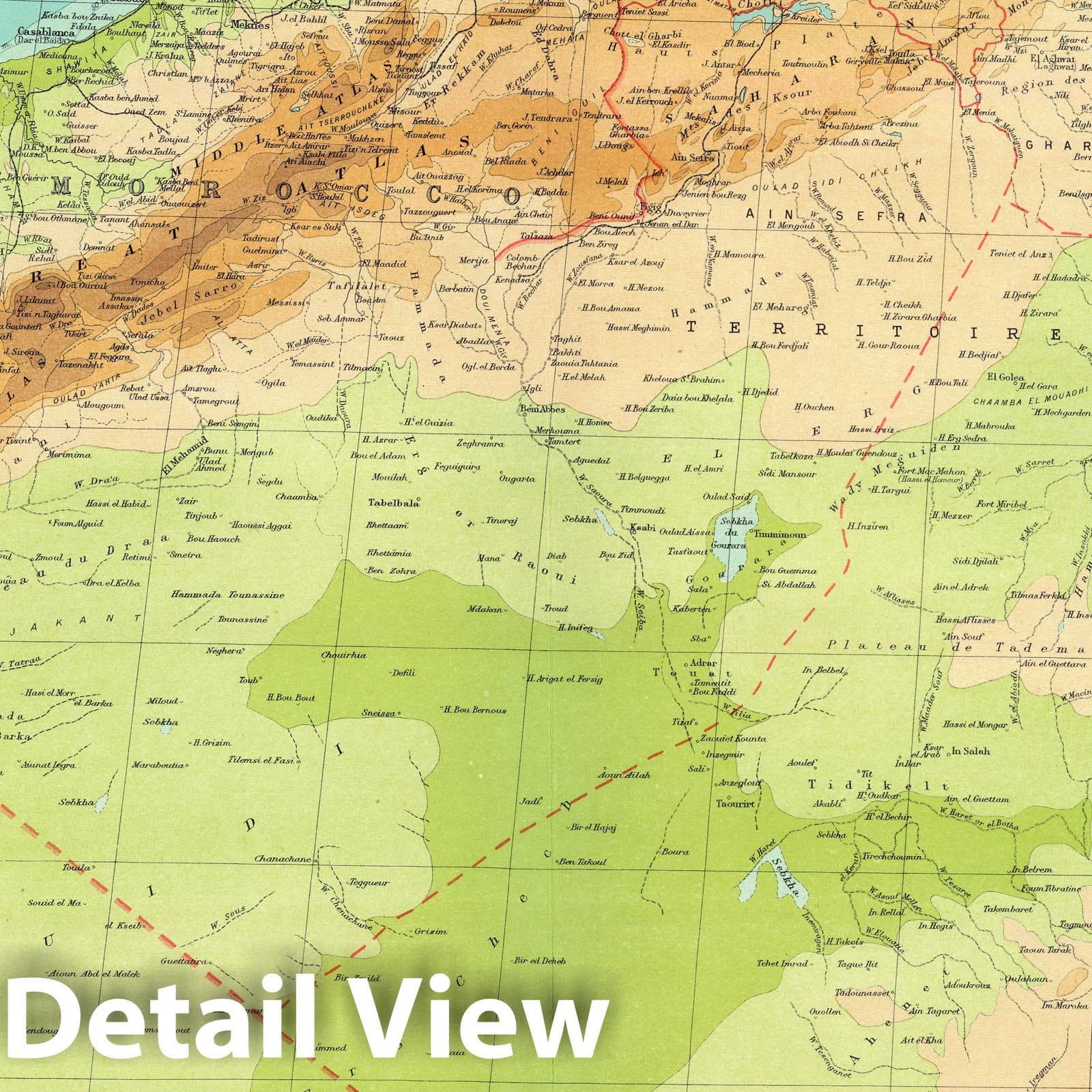 Northwestern Africa - Survey Map, 1922 - Times Atlas Historical Print