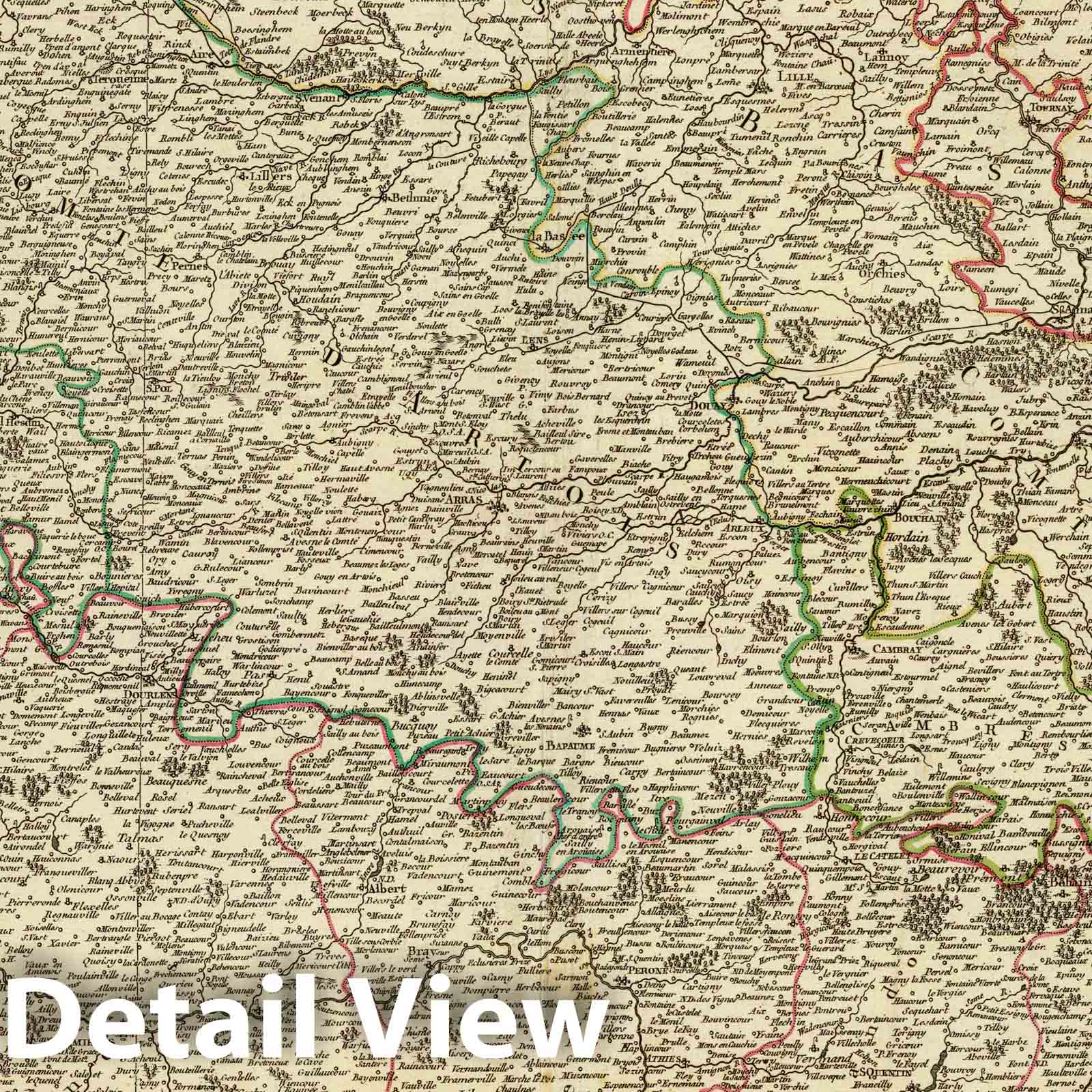 Postal Map of Picardie, Artois & French Flanders, 1753 - Historical Map Print