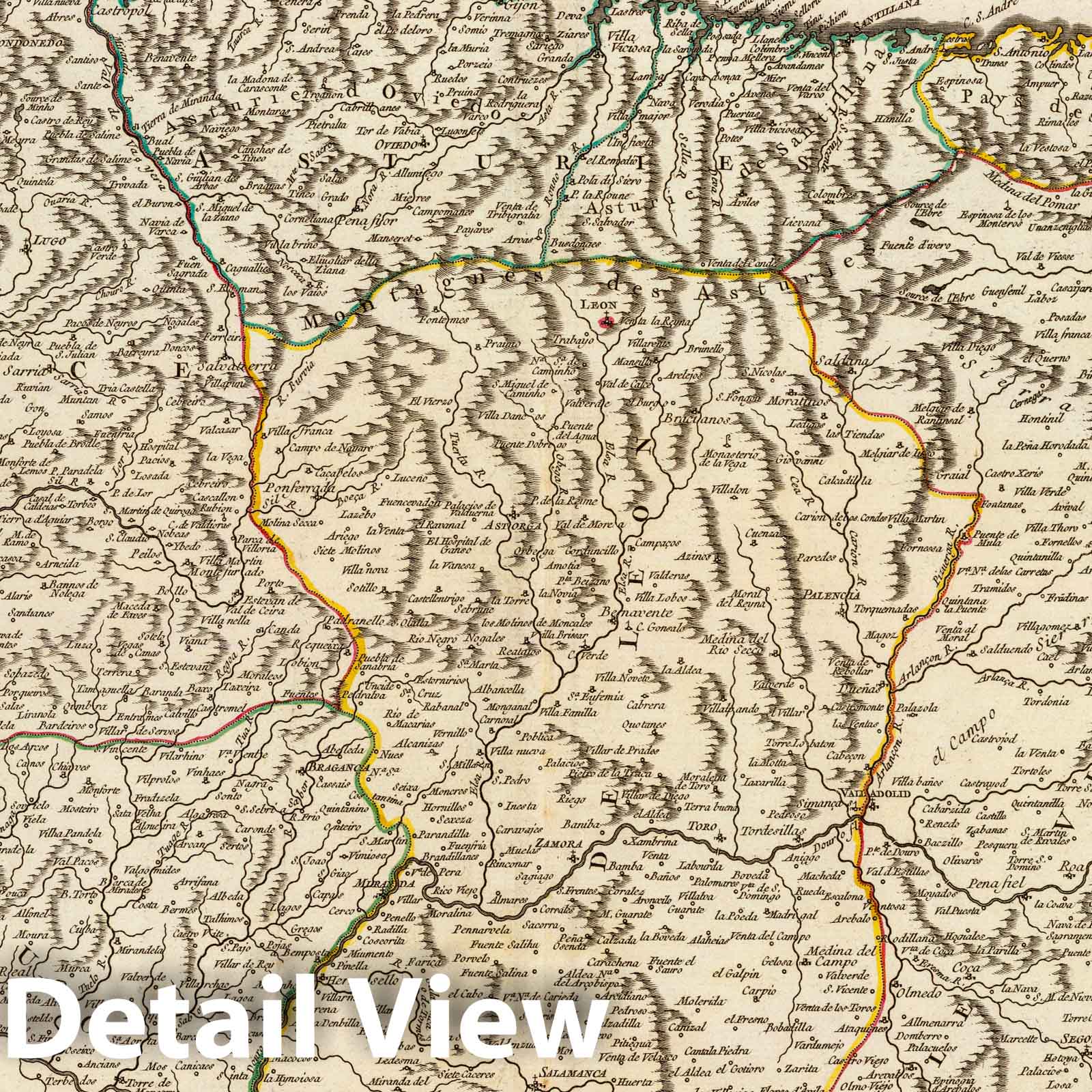 Northern Spain: Castile, Leon, Galicia, Asturias, Biscay, Navarre - Postal Map, 1752