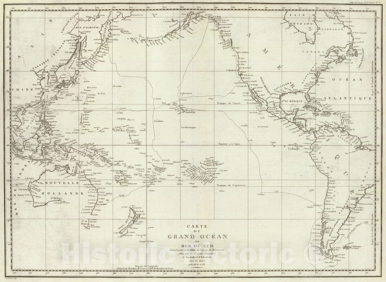 Historic Map : Chart Atlas - 1797 Mer du Sud. - Vintage Wall Art