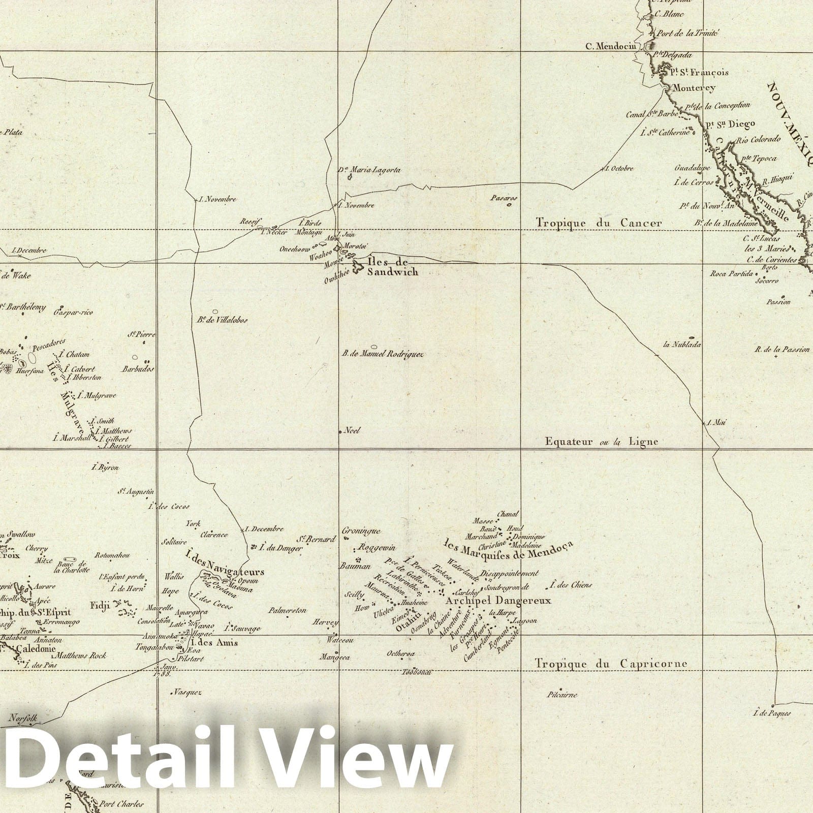 Pacific Ocean - La Perouse Voyage, 1797 - Historical Nautical Map Print