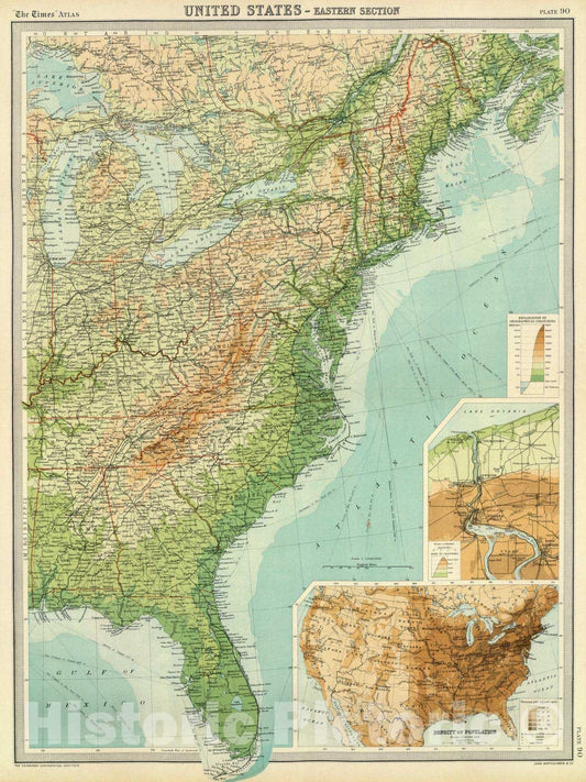 Historic Map : 1922 United States - eastern section. - Vintage Wall Art