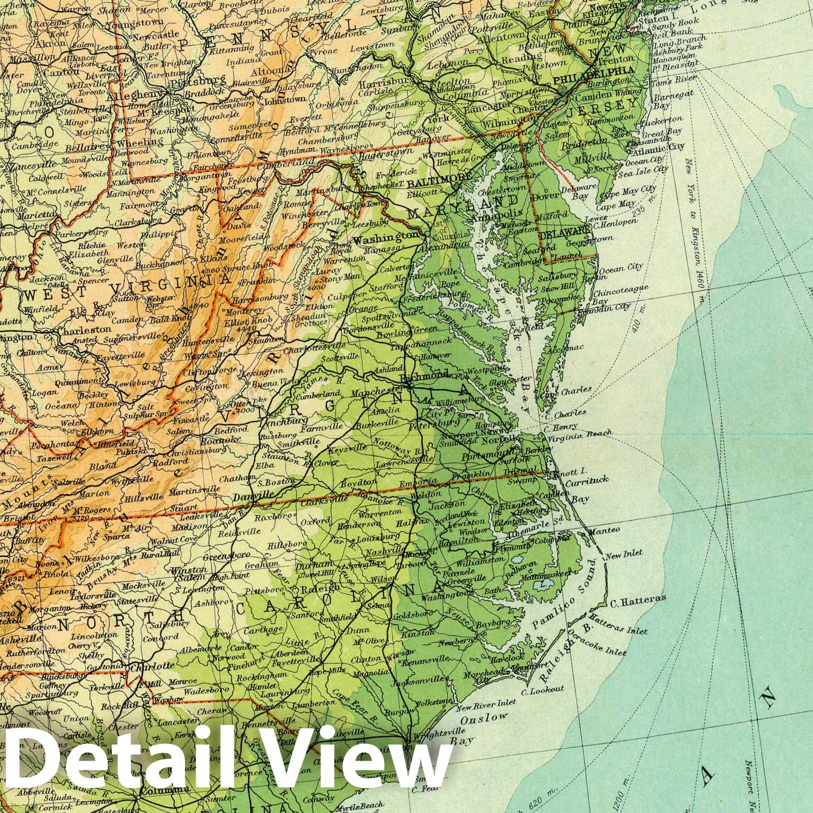 Historic Map : 1922 United States - eastern section. - Vintage Wall Art