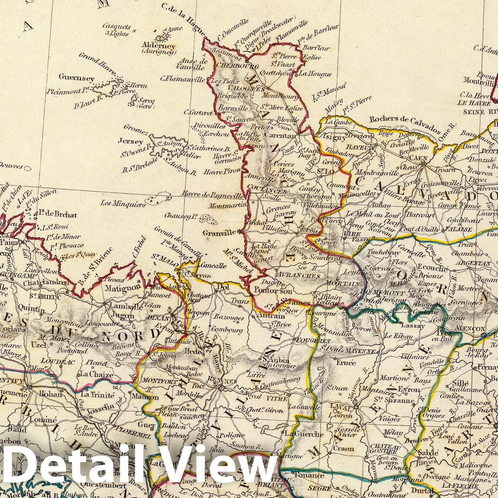 Northwestern France - Geologic Map, 1830 - Historical Map Print
