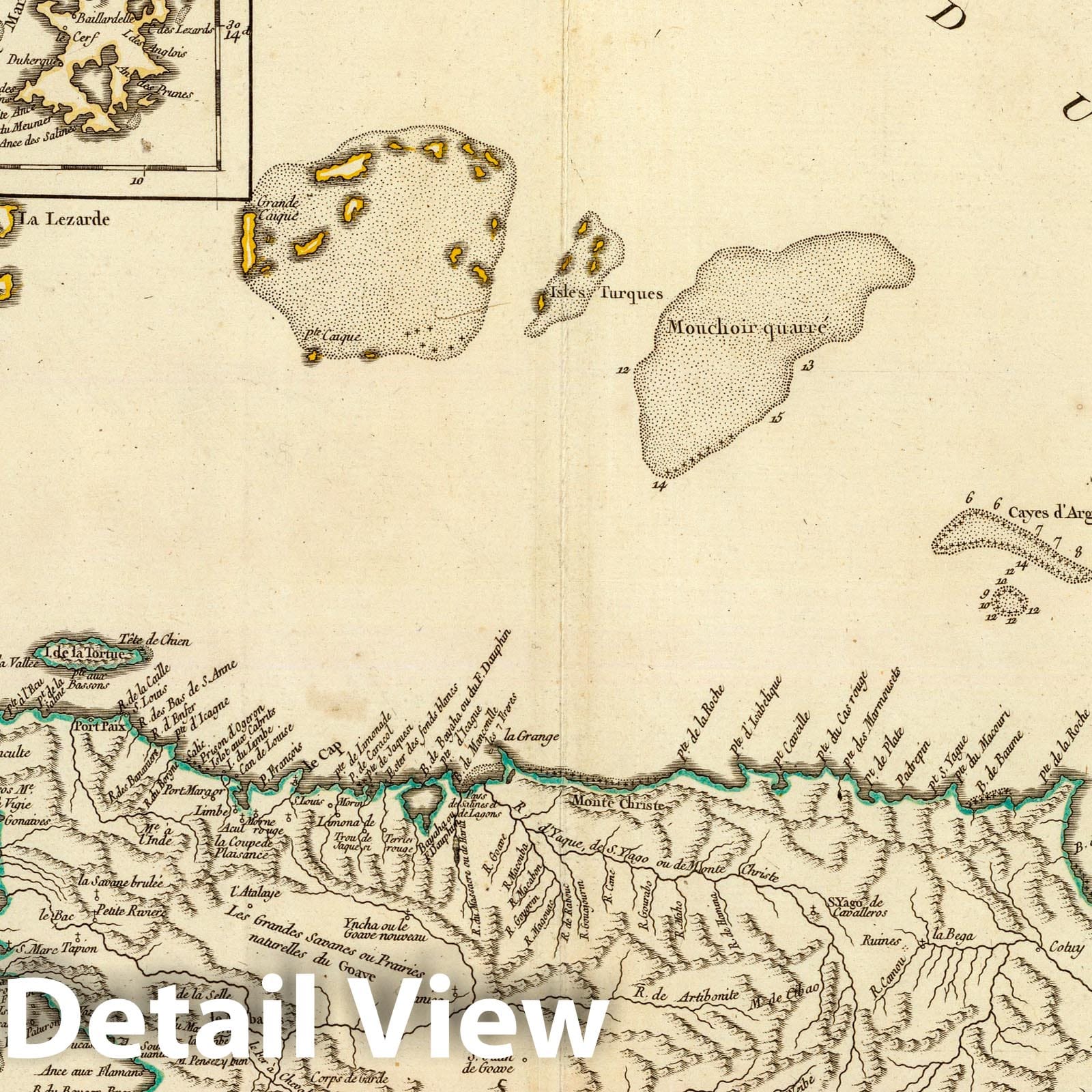 Hispaniola and Martinique - Postal Map, 1750 - Historical Map Print