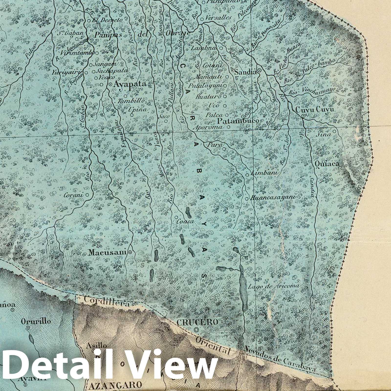 Puno, Peru 1865 - Hand-Colored Historical Map Print
