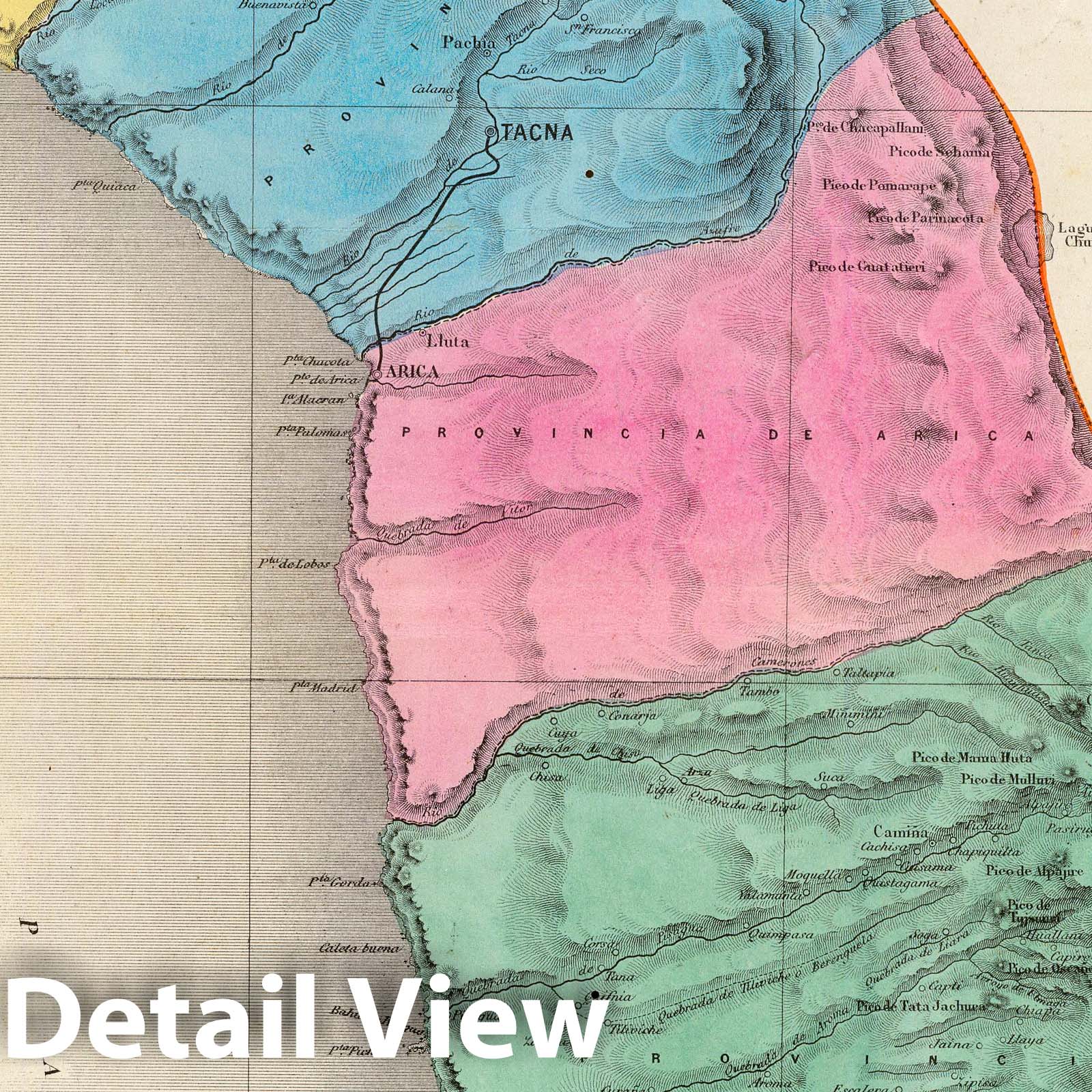 Moquegua, Peru, 1865 - Historical Map Print