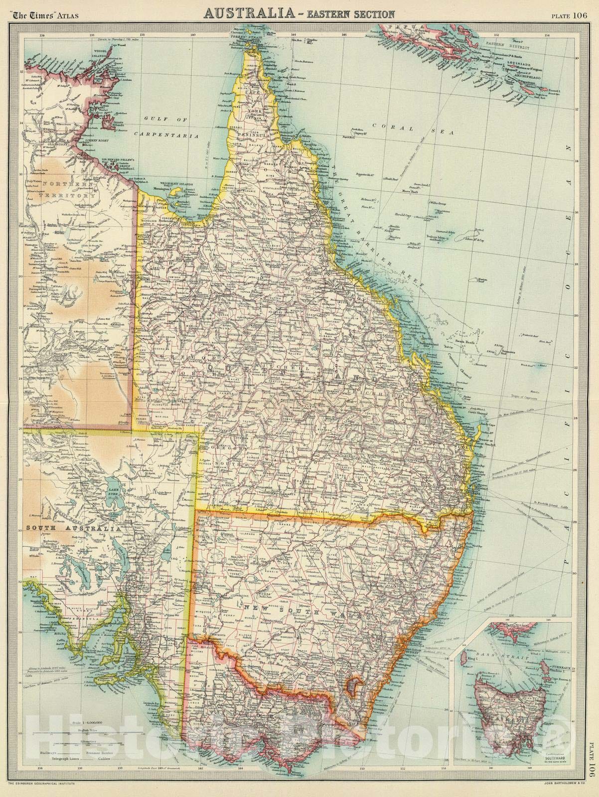 Historic Map : 1922 Australia - eastern section. - Vintage Wall Art