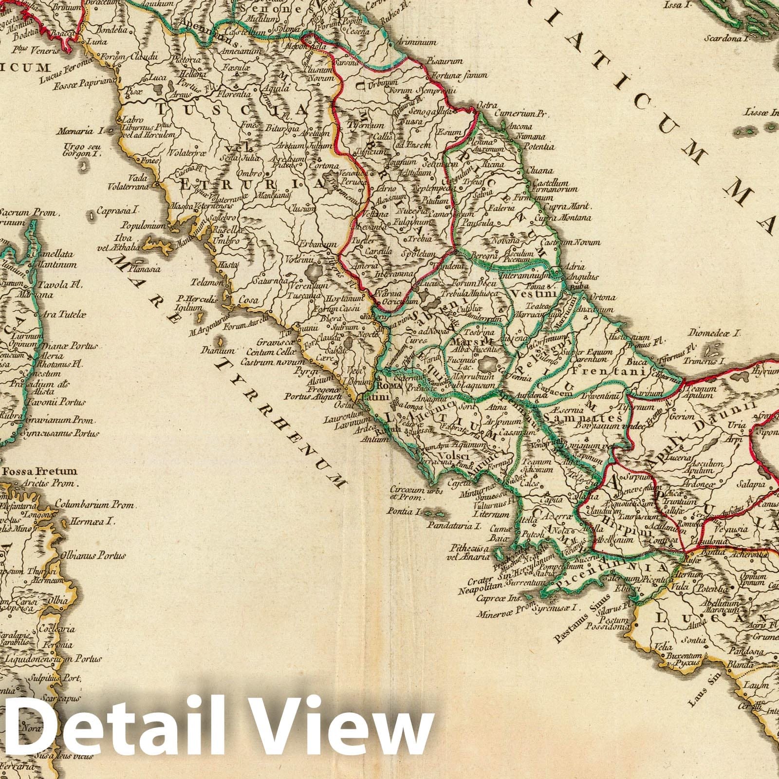 Ancient Italy with Sicily, Sardinia, and Corsica - Postal Map, 1751
