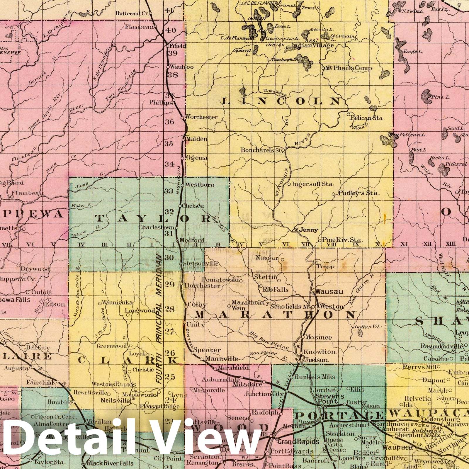 Wisconsin - Geologic Map, 1878 - Hand-Colored Historical Map Print