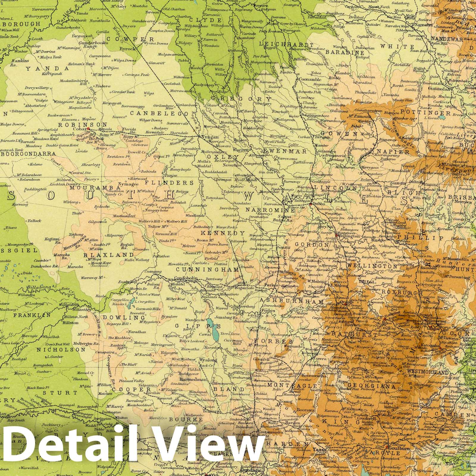 New South Wales with Commonwealth Territory & Sydney Region - 1922 Times Atlas Map Print