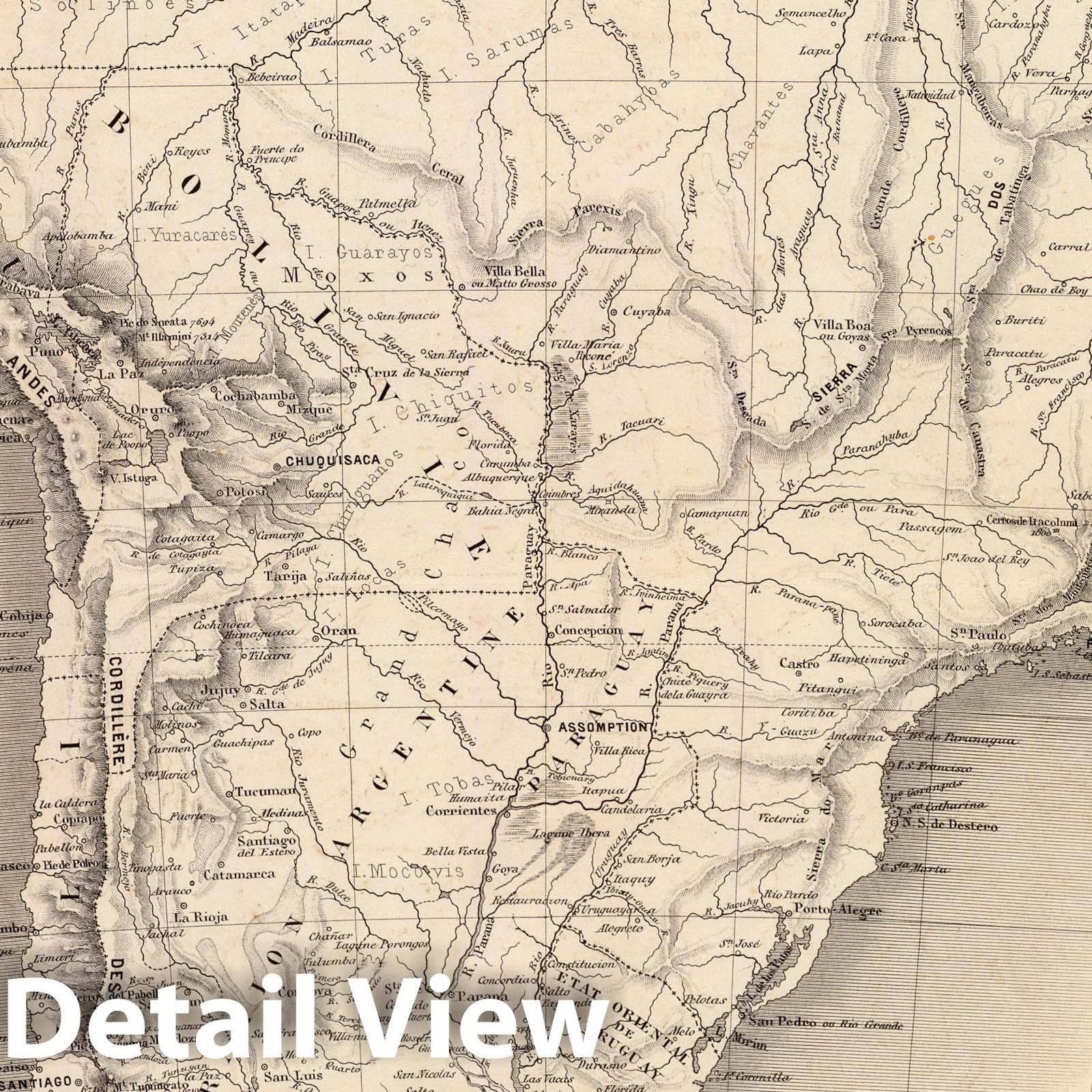 South America 1873 Historical Map Print