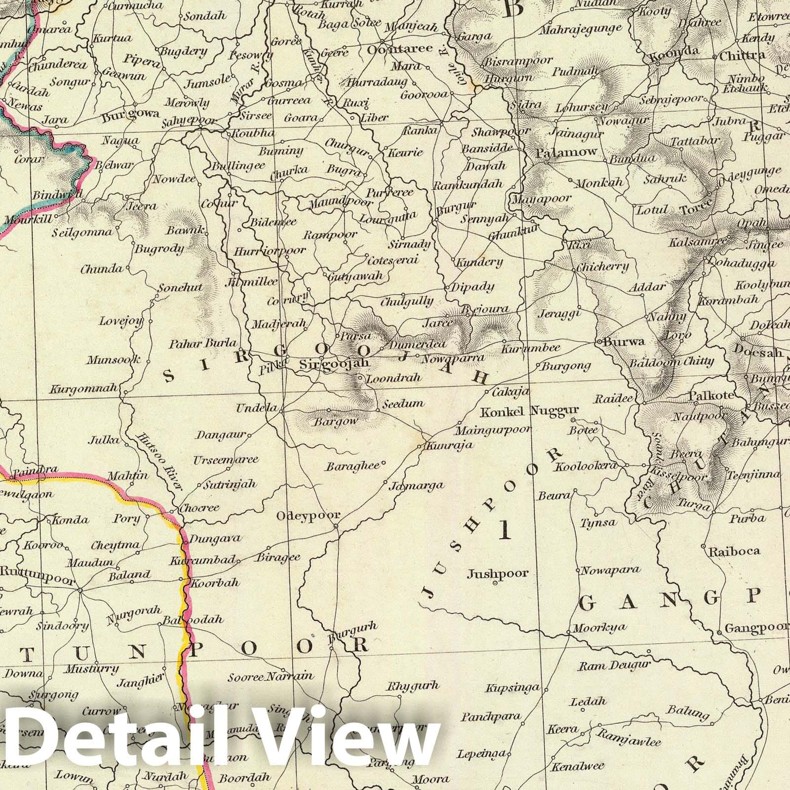Central India - Madhya Pradesh and Bihar, 1832 - Historical Map Print