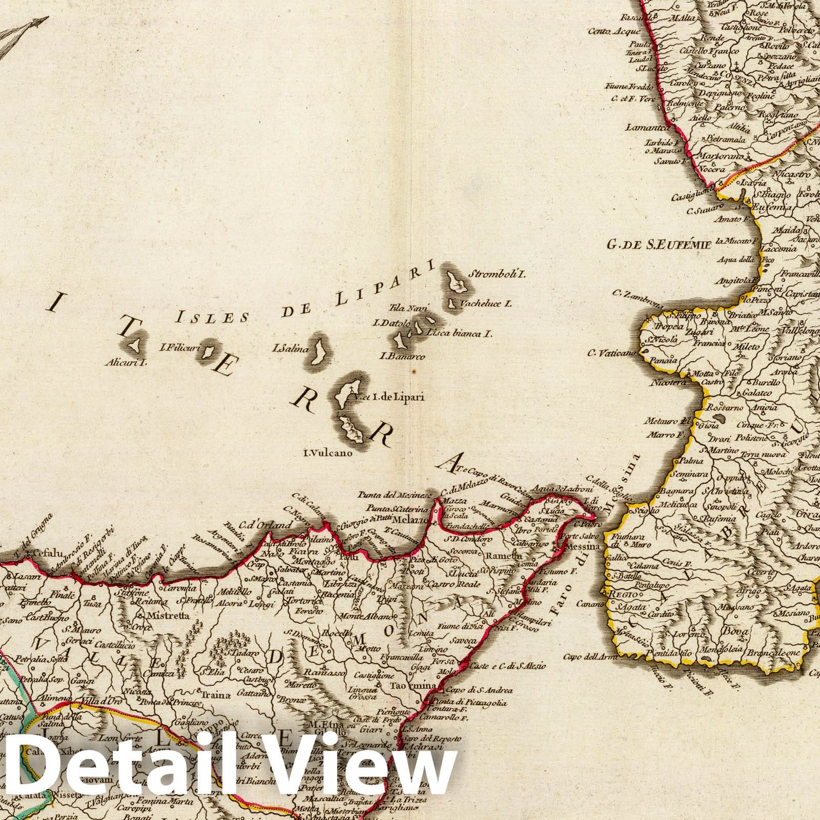 Southern Kingdom of Naples, Calabria, Sicily, and Malta - Postal Map, 1750