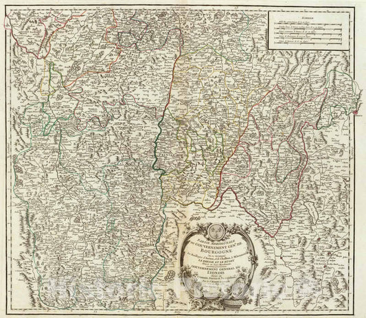 Historic Map : France, 1752 Bourgogne meridionale. , Vintage Wall Art