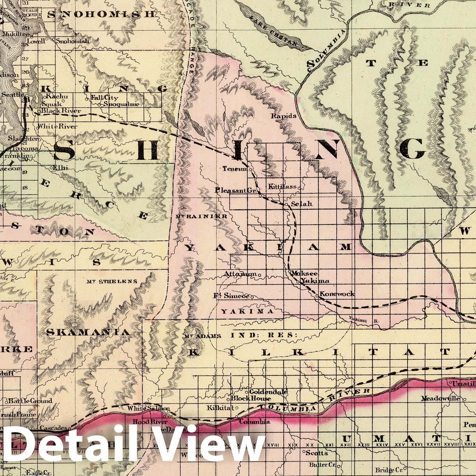 Washington - Railroad Map, 1875 - Cram's New Commercial Atlas