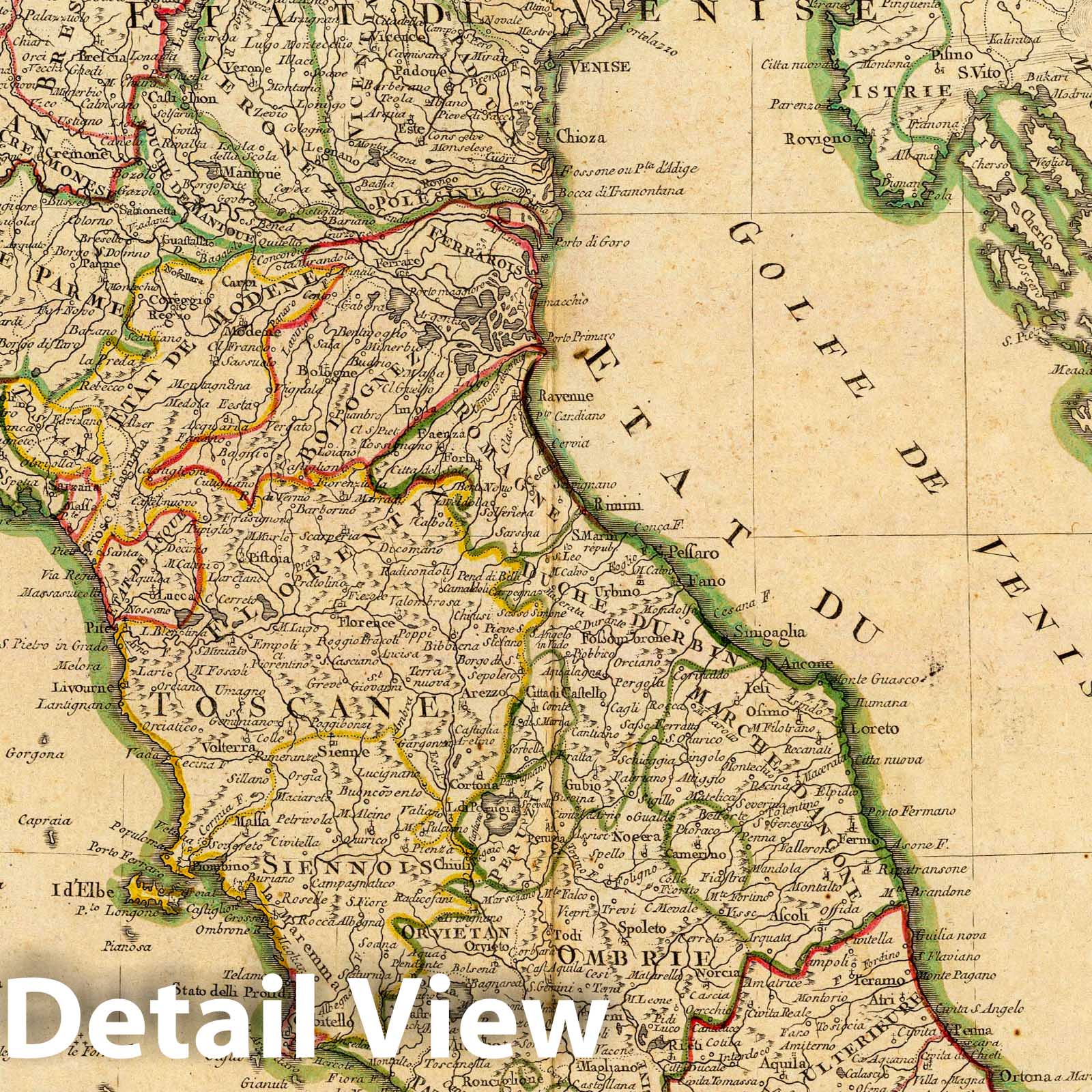 Northern Italy with Corsica - Boundary Map, 1780 - Historical Map Print
