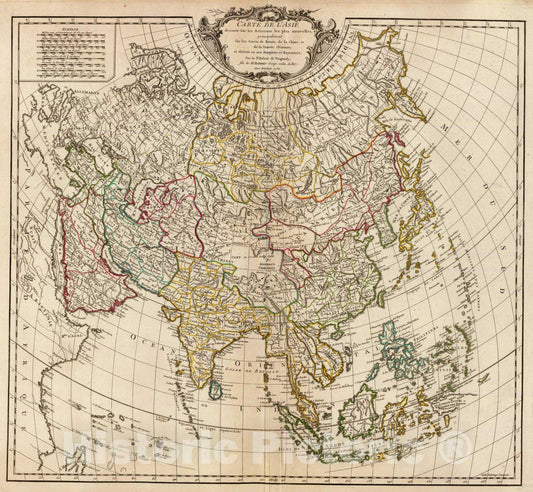 Historic Map : 1750 Carte de l'Asie. - Vintage Wall Art
