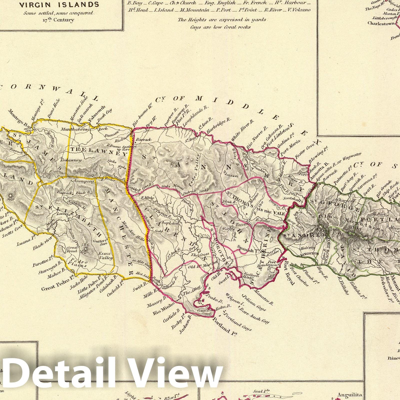 British West Indies - Jamaica, Grenada, Trinidad, Barbados, Saint Lucia, 1835 Historical Map Print