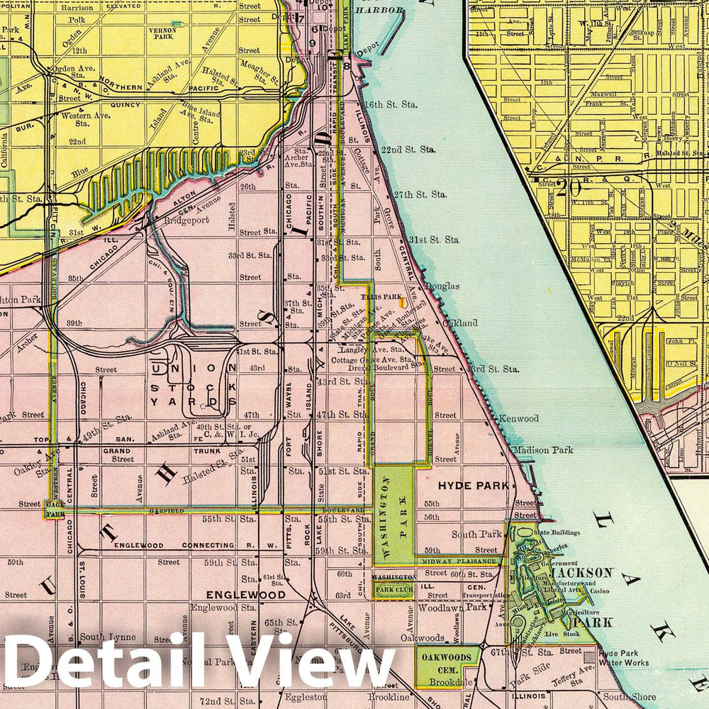 Historic Map : 1897 Chicago railway terminal map. - Vintage Wall Art