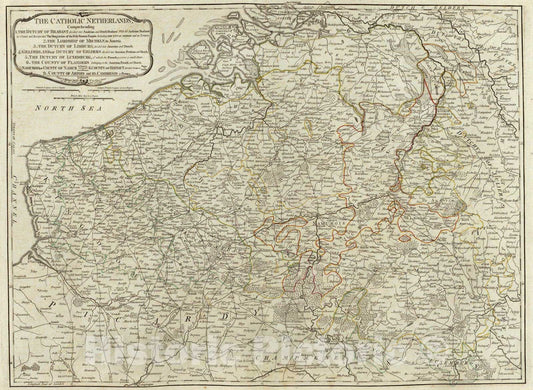 Historic Map : 1788 The Catholic Netherlands. - Vintage Wall Art