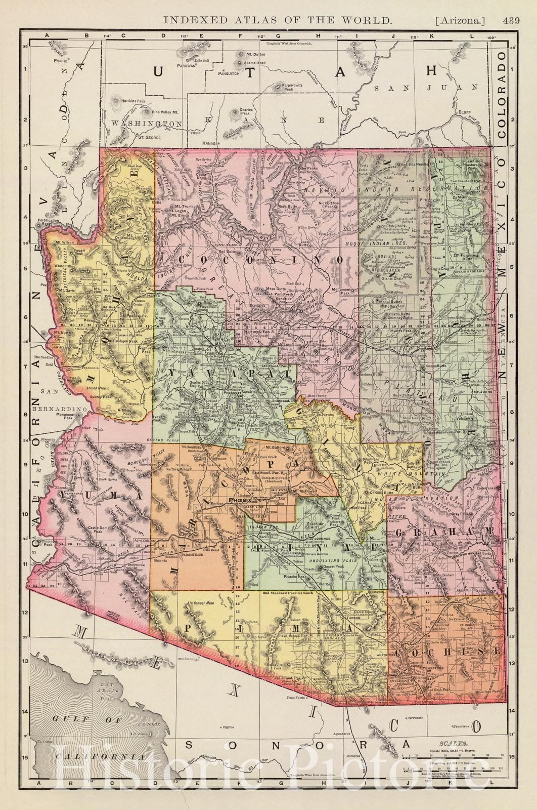 Historic Map : 1897 Arizona. - Vintage Wall Art
