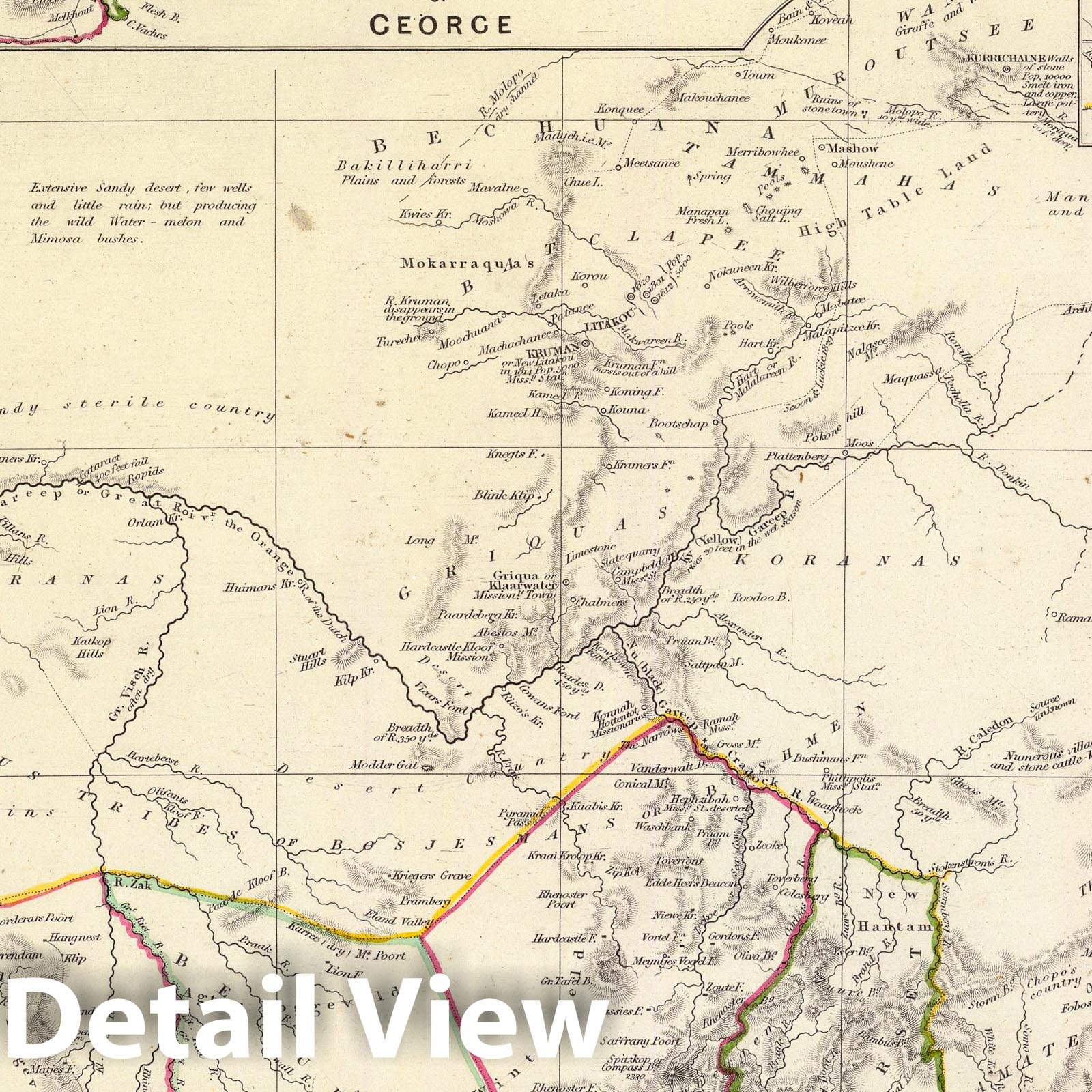 South Africa with Cape Town, George, and Graham-Town - 1834 Historical Map