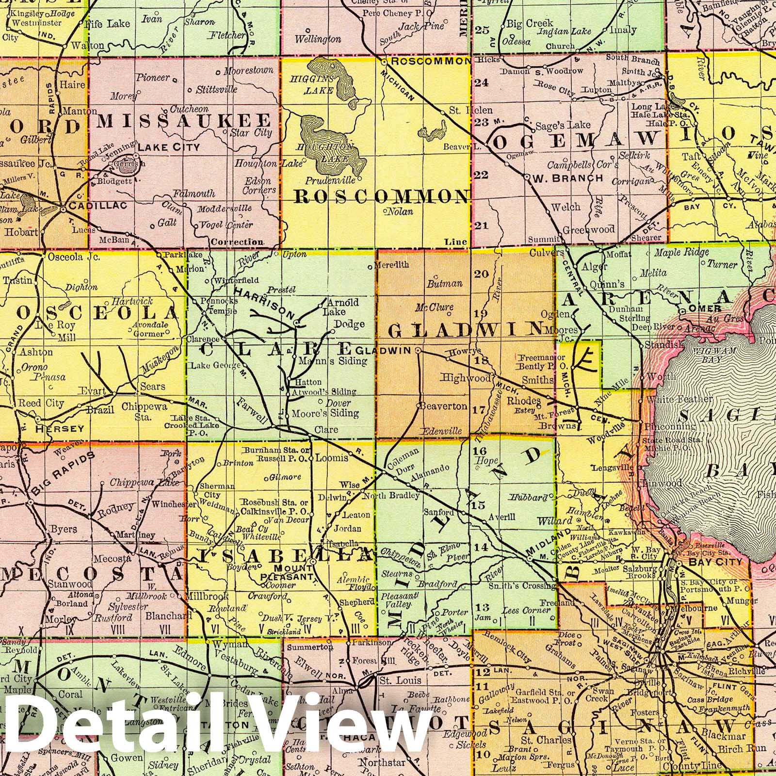 Southern Michigan 1897 - Rand McNally Historical Map Print