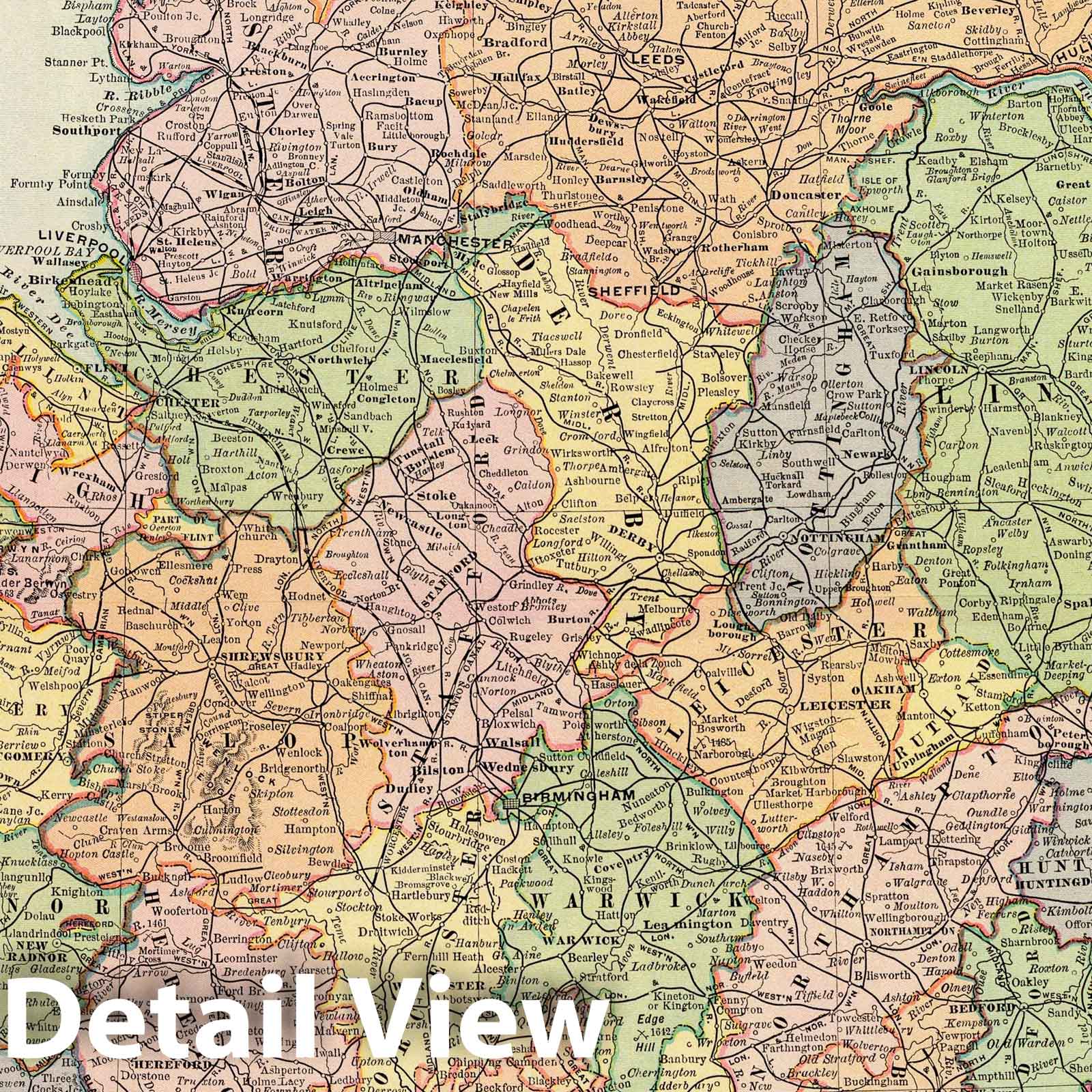England, Wales, and London 1897 Historical Map Print
