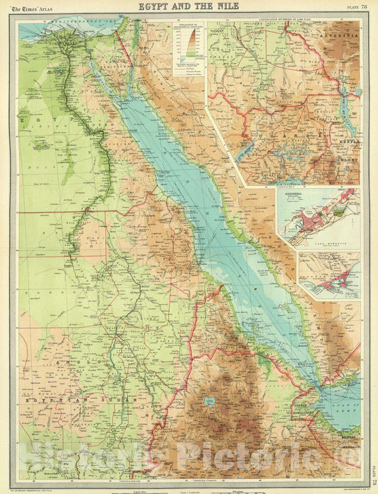 Historic Map : 1922 Egypt and the Nile. - Vintage Wall Art