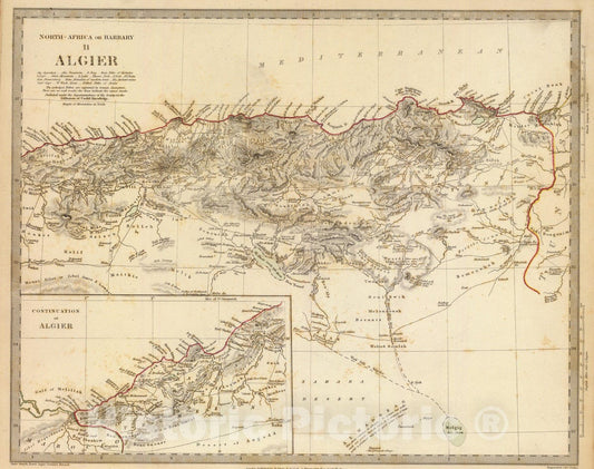 Historic Map : Algeria, 1834 Algier. , Vintage Wall Art