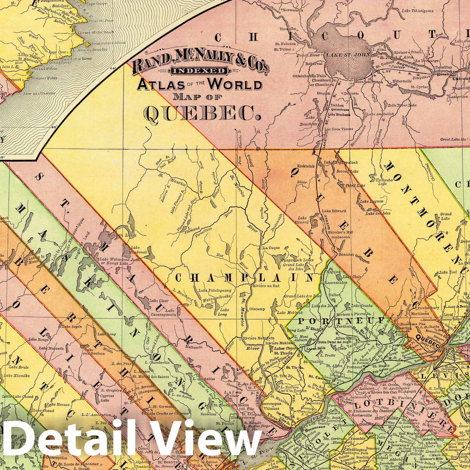 Quebec, 1897 - Historical Map Print from Rand McNally Atlas