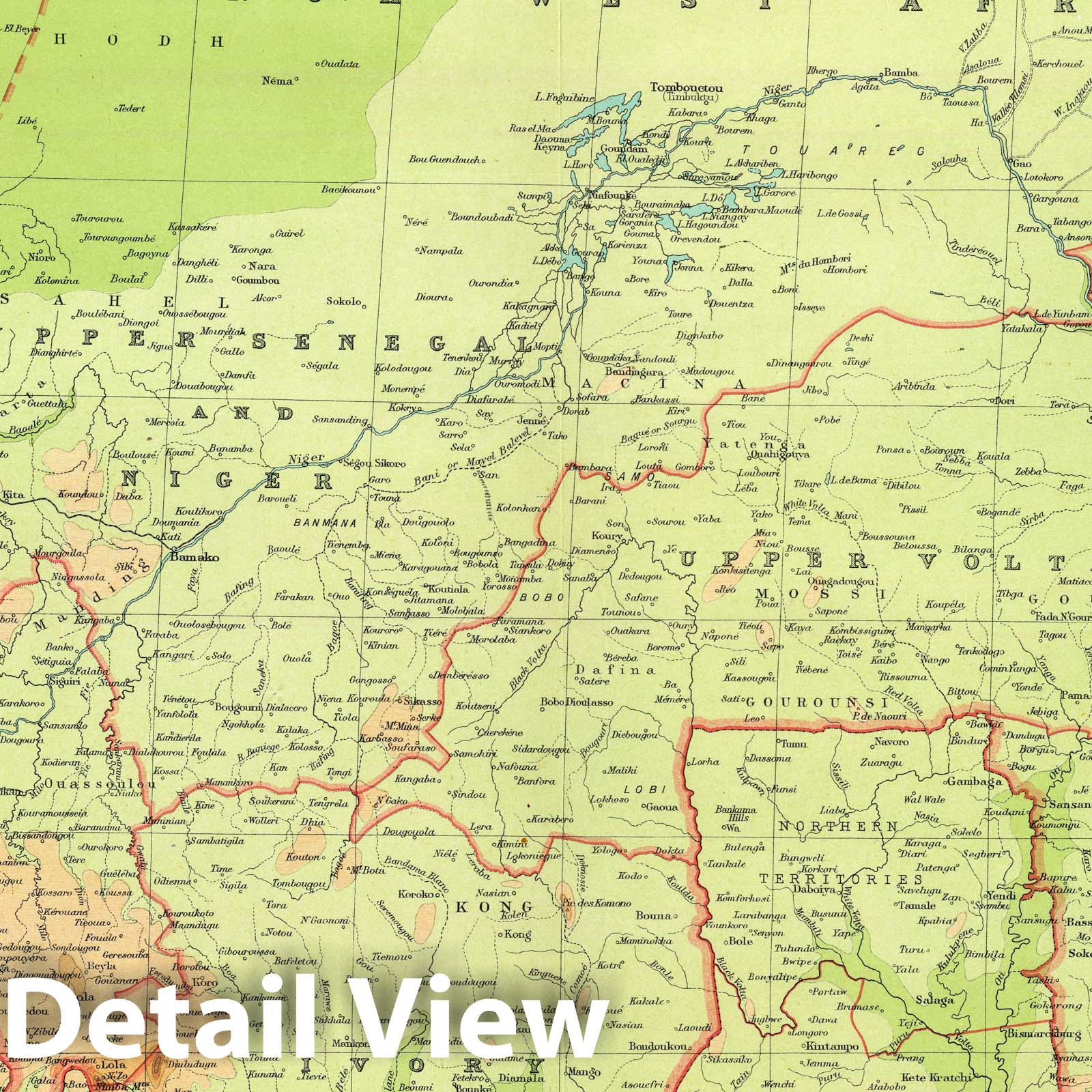 West Africa - Survey Map, 1922 - Historical Map Print from The Times Atlas