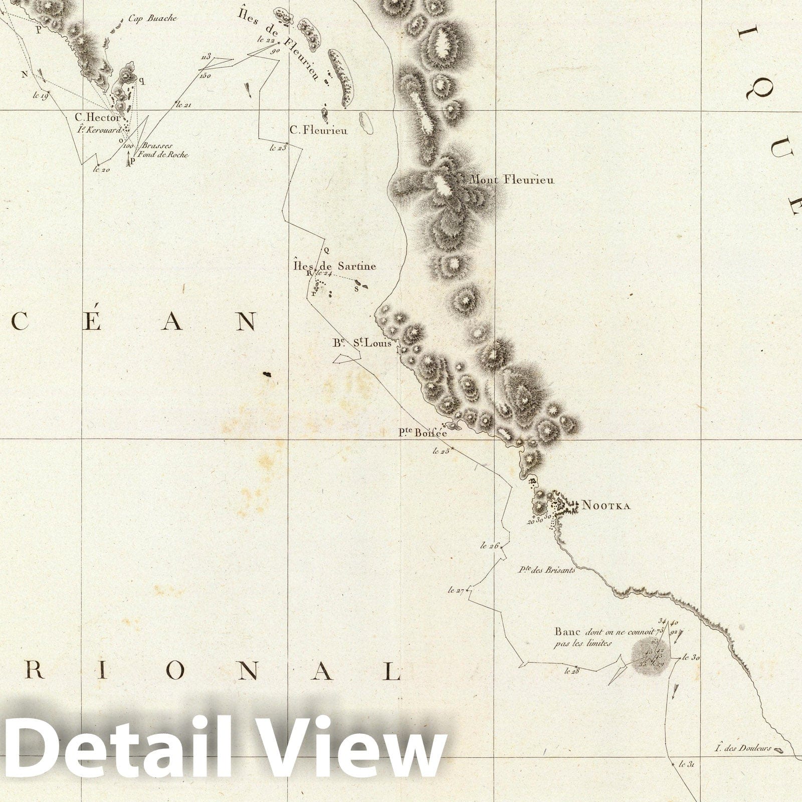 Northwestern Coast of America, British Columbia to Oregon - 1797 Nautical Map Print