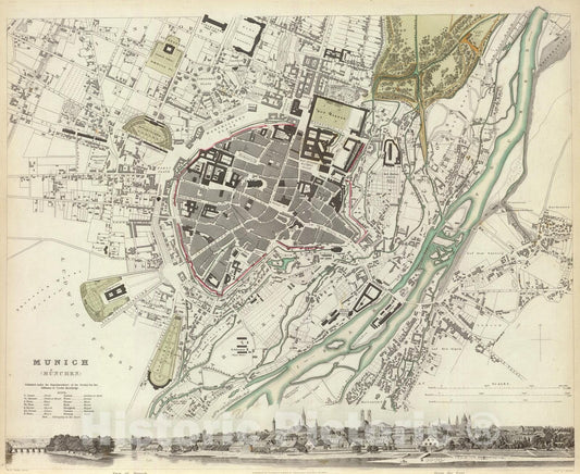 Historic Map : 1832 Munich. Muenchen. - Vintage Wall Art